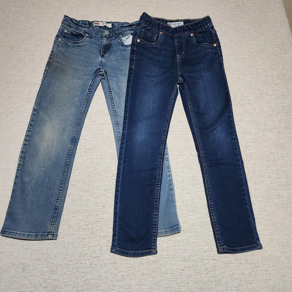 Levis Jeans Bundle Kids Size 10 Blue 514 Straight & Skinny Knit Pull On 2 Pairs